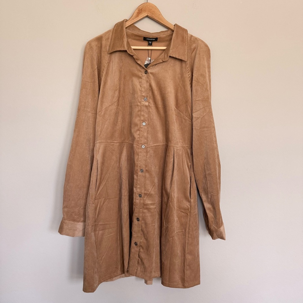 NWT Mittoshop Camel Long Sleeve Shirt Corduroy Dress